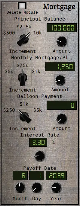 Rent and mortgage expense settings